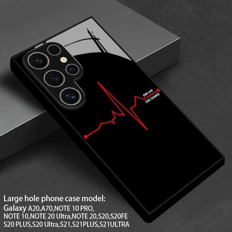 Чехол для телефона 2D с мотивом сердцебиения для Samsung S26 S25 S24 S23 S22 S21 S20 A55 A54 A53 Защитная крышка из закаленного стекла