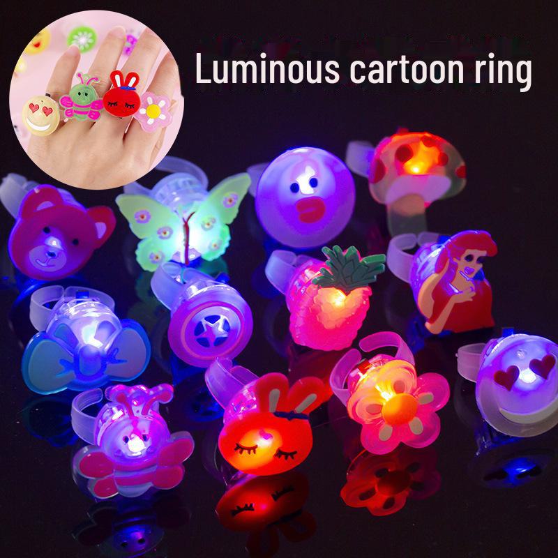 LED Flash Glow Ring Toy for Kids - Christmas Gift with Cute Cartoon Characters
