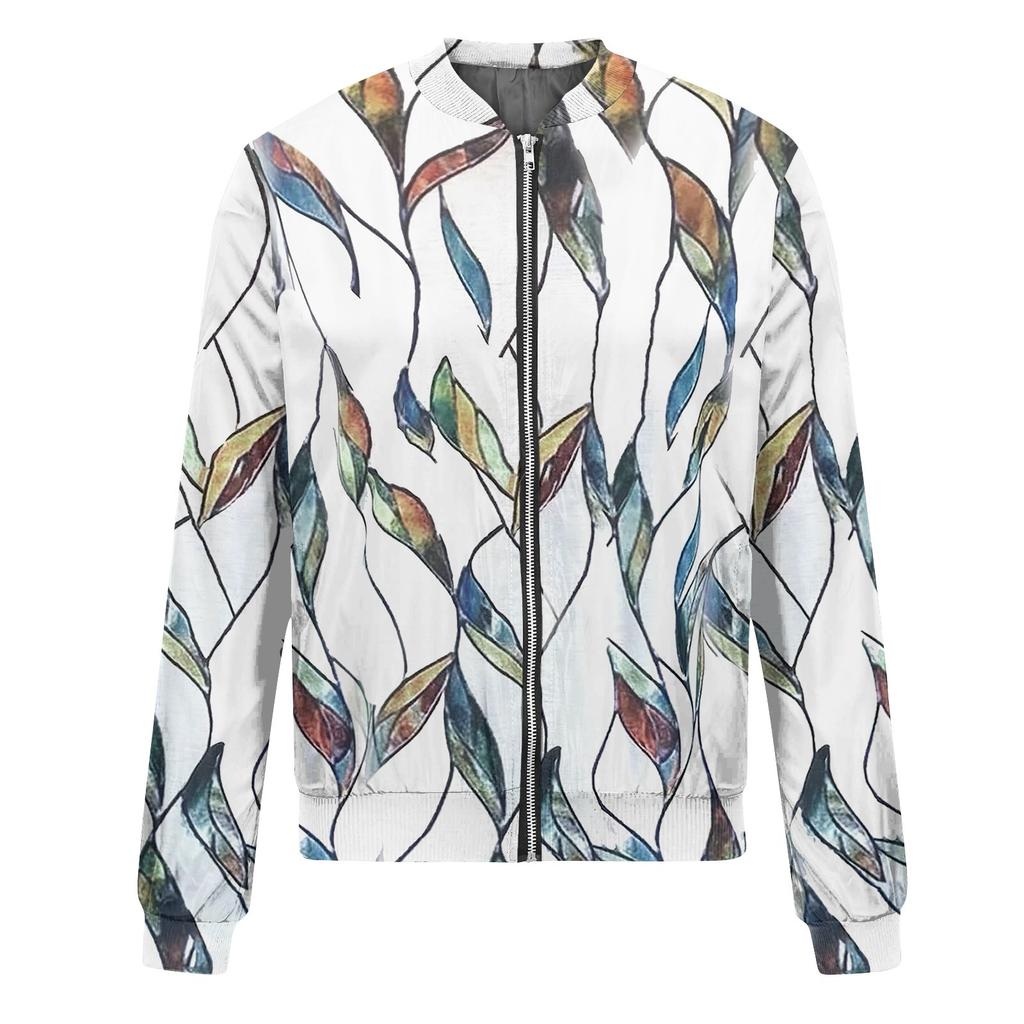Женская модная повседневная куртка на молнии с длинным рукавом с принтом и круглым вырезом