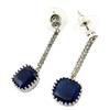 [P4557] - Designer Earrings 'Sissi' Blue White Silver - 40x10 Mm