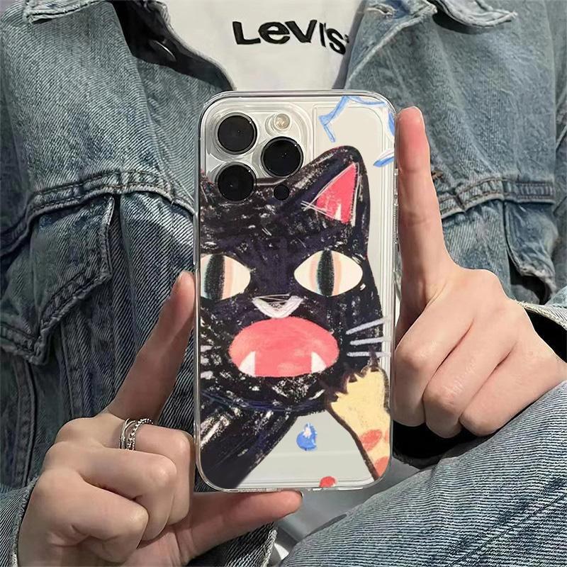 Чехол-рисовалка "Злой кот" для Xiaomi Poco X7 F6 X6 F5 X5 X3 M6 Pro 4G Mi 13 12 11 Lite 5G NE 14 13T 12T 14T Pro Прозрачный чехол