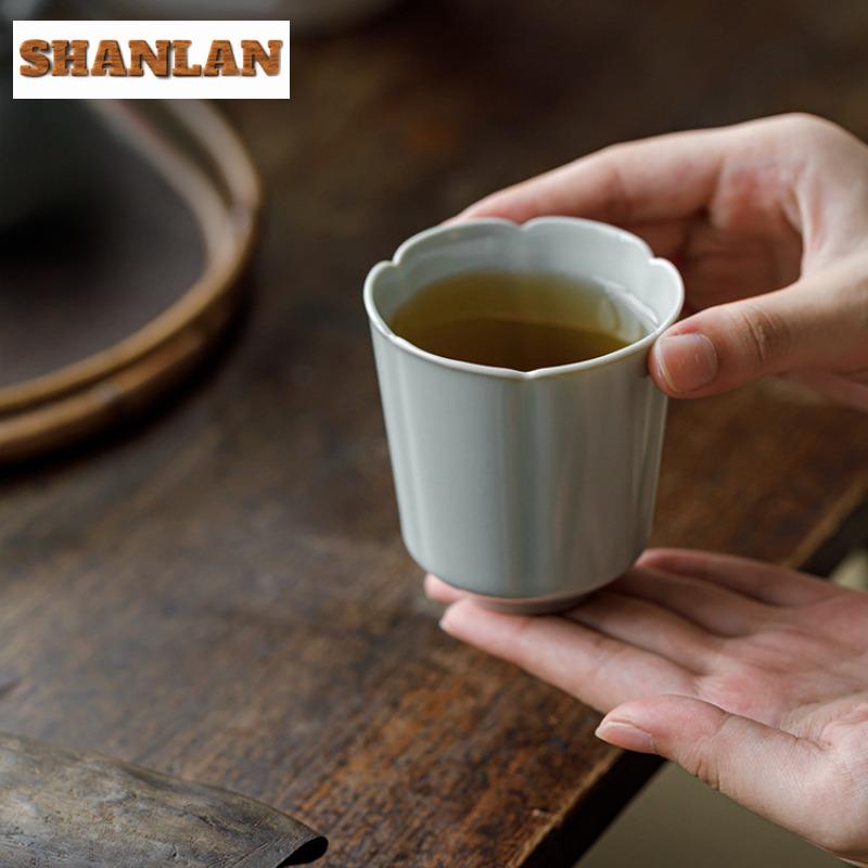 170ml Boutique Sky Blue Ru Kiln Porcelain Teacup Tea Bowl Single Cups Tea-tasting Smelling Cup Chazhan Master Cups Drinkware