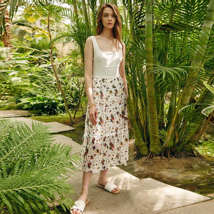Reve Reve Cactus Flower Long Skirt Wt