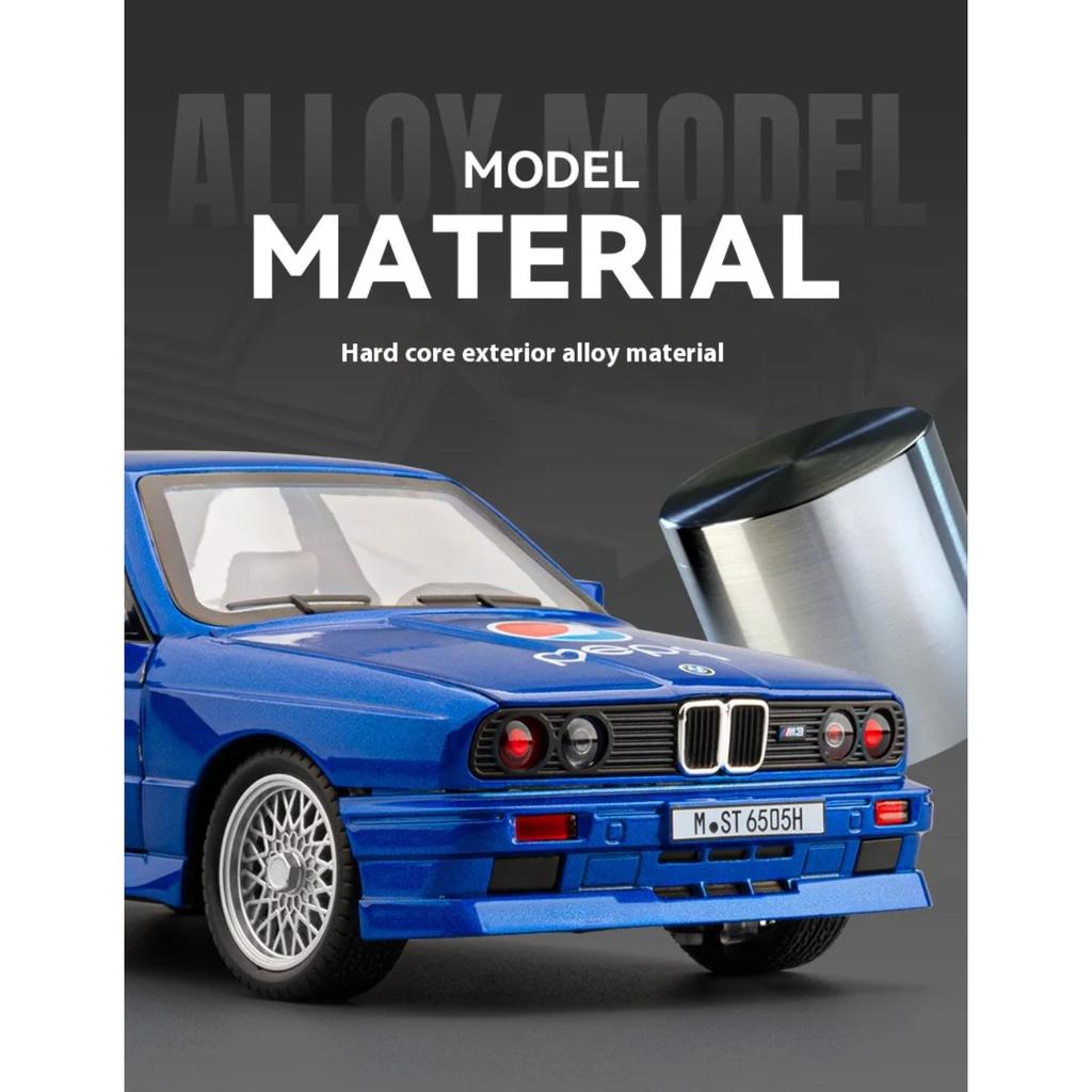 1/24 BMW M3 E30 Soda Version Boxed BMW Alloy Car Model, Suitable for Toy Cars for Children Aged 3-12 Years Old, Adults Can Collect Ornaments and Gifts