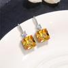 Huitan Gorgeous Princess Cut Yellow Cubic Zirconia Dangle Earrings Women Wedding Ceremony Party Bridal Accessories Trend Jewelry