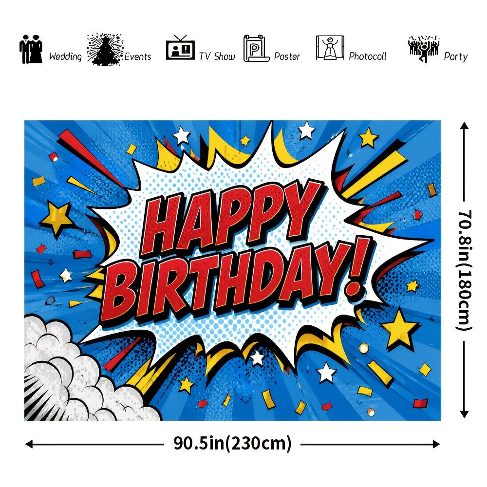 2D Plane - 1 piece of 2D flag - Birthday Happy Superhero Comic Style Banner Background
