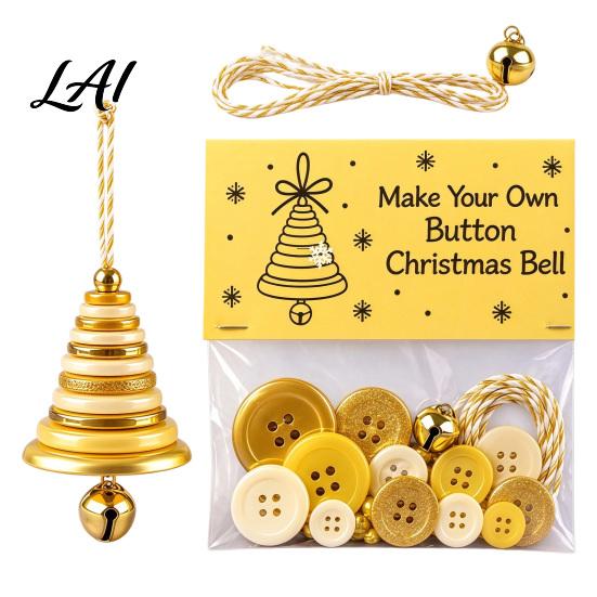 DIY Ornament Making Set Christmas Button Pendant Craft Kit for Kids Adults Handmade Santa Hat/Bell/Gnome/Wreath Hanging Gift Children with
