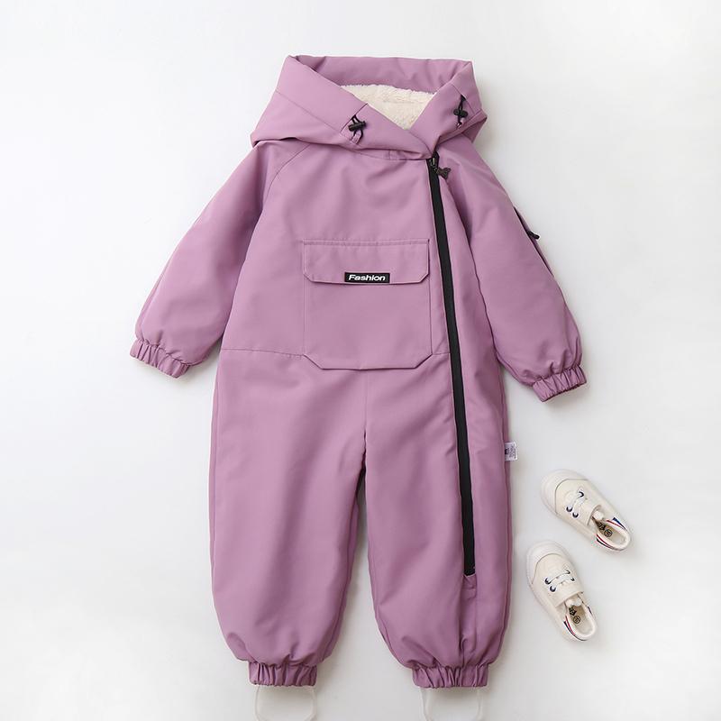 Зимняя детская одежда Теплая флисовая подкладка Мальчики Слитный комбинезон Ветрозащитный Детский лыжный комбинезон Детские комбинезоны для девочек