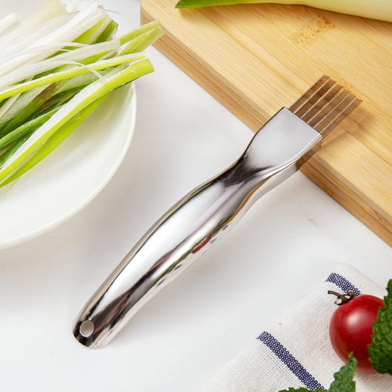 Луковицерезка с 6 лезвиями, овощерезка из нержавеющей стали для нарезки соломкой, многофункциональный кухонный инструмент с защитным кожухом.