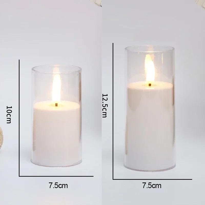 Battery Power Flickering Flameless Candles Led Pillar Candles Acrylic Glass Swinging Bullet Head Simulated Luminous Home Decor