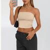 Женский strapless укороченный топ-камисоль в стиле Y2K - Однотонный черный, без рукавов, летний топ для повседневной носки
