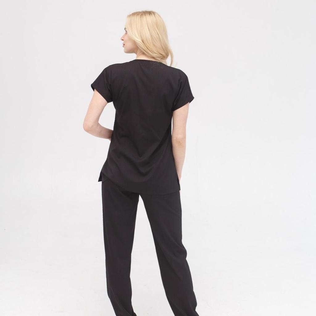 Набор из двух предметов, медицинские скрабы, унисекс, комплект униформы для врачей и медсестер, медицинская форма, хирургический костюм, топы + брюки, с v-образным вырезом, с короткими рукавами, тонкая ткань Tericoton