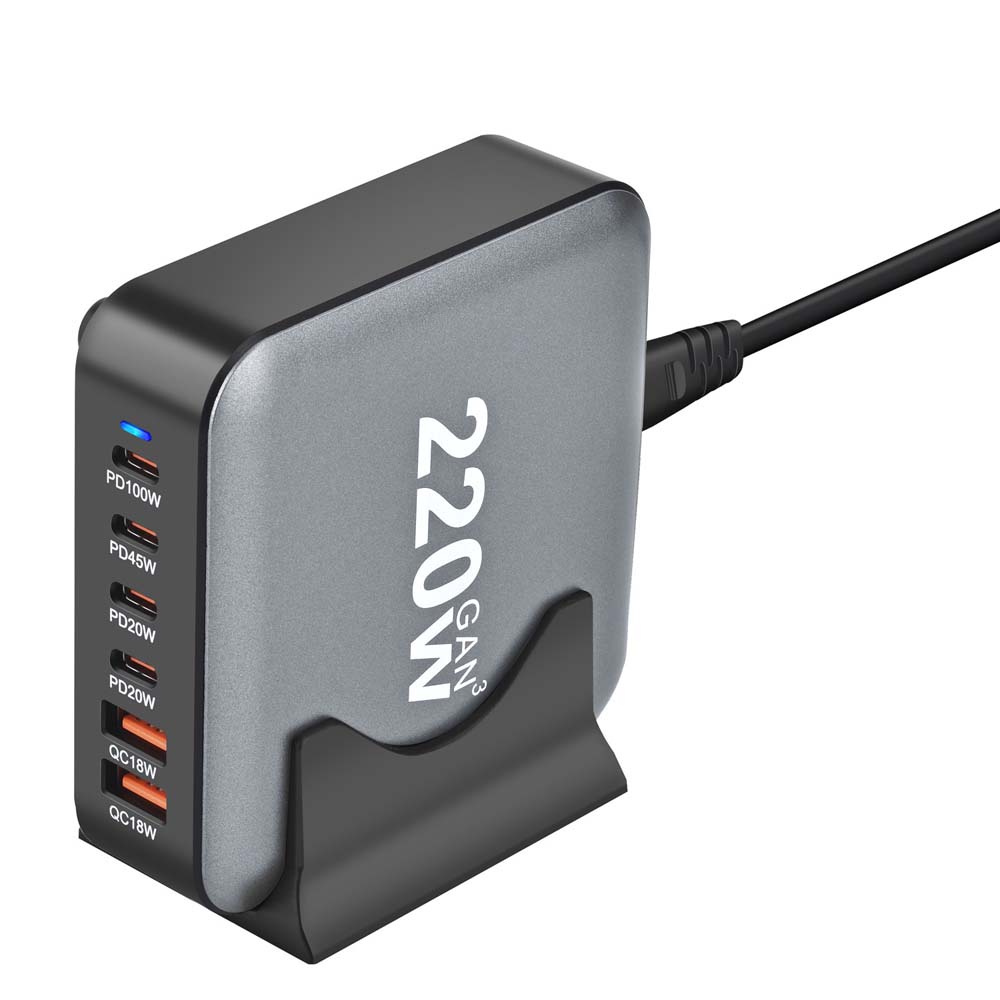 220 Вт настольное зарядное устройство GaN Quick PD 6 портов USB Type C США ЕС Австралия Великобритания адаптер для зарядки мобильного телефона ноутбука ПК док-станция подставка