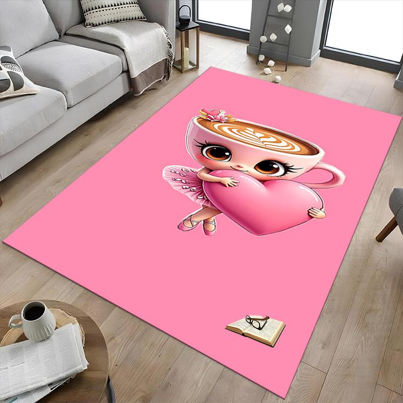 1PC coffee heart Extra Large Non Slip Floor carpet, Office, family, bedroom, Studio Large Area Rug Indoor Rugs