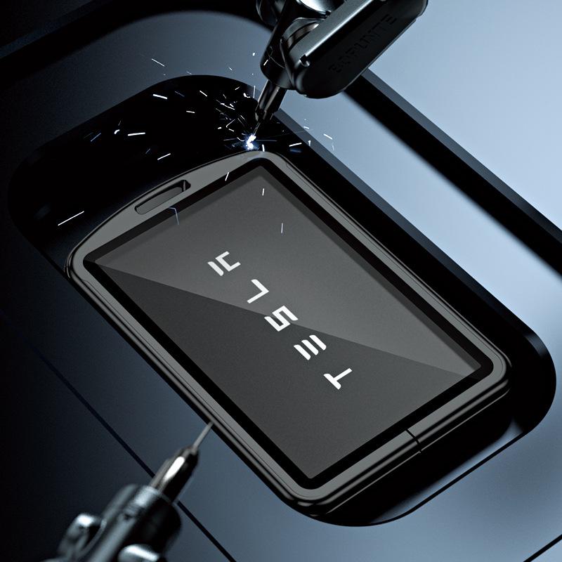 Чехол для карты-ключа Tesla для Model 3/X/Y - Премиальный металлический корпус с защитной застежкой, стильный дизайн унисекс.