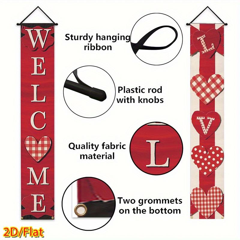 Valentine & Wedding Heart Ribbon Door Couplet Red White Polyester 70.8x12cm