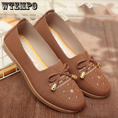 Тканевая обувь, женская обувь, весенне-осенние туфли с вышивкой на подошве бычьей крови, нескользящая обувь на плоской подошве, туфли среднего возраста, одинарные туфли