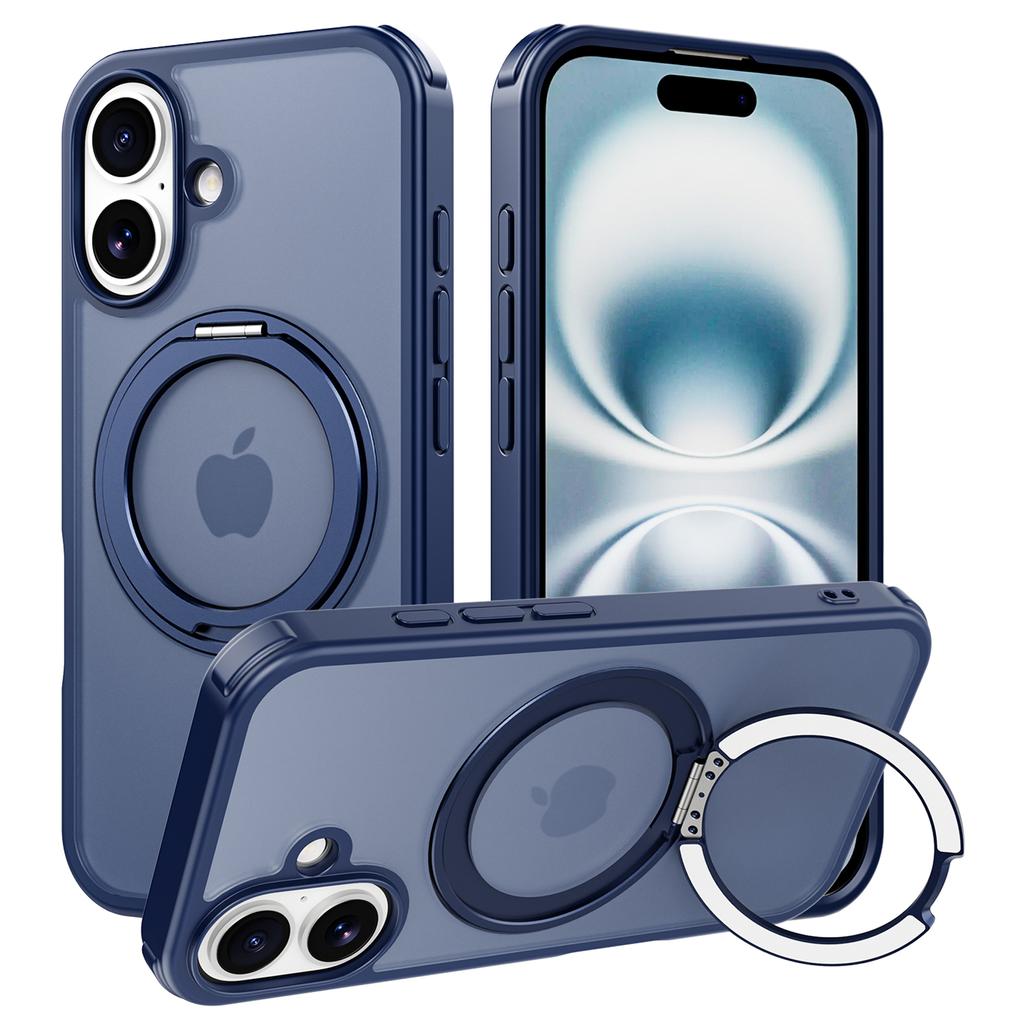 For iPhone 16 Case Compatible with MagSafe Ring Kickstand TPU+PC Back Cover