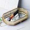 1PC Tray Organizer Bedroom Jewelry Tray Elegant Octagonal Cosmetics Trays Metal Tabletop Mirror Base Jewelry 2 Sizes
