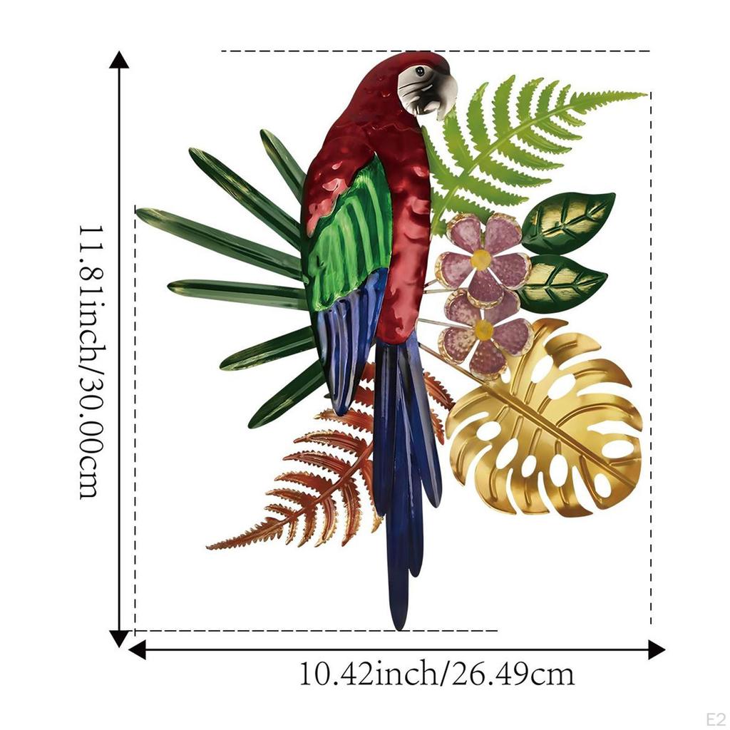 2D Iron Parrot Wall Decor Ornament Bird Sculpture Hanging Artwork for Office Bar Indoor Outdoor
