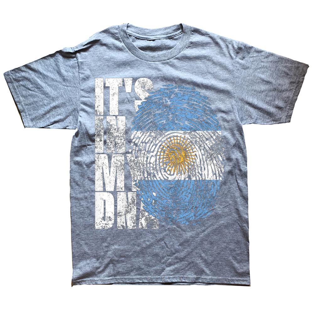 Смешно Это в моей ДНК Аргентинский Крутой Подарок Футболки с флагом Аргентины Лето Парень Хлопок Уличная одежда Подарки на день рождения Футболка Мужчины