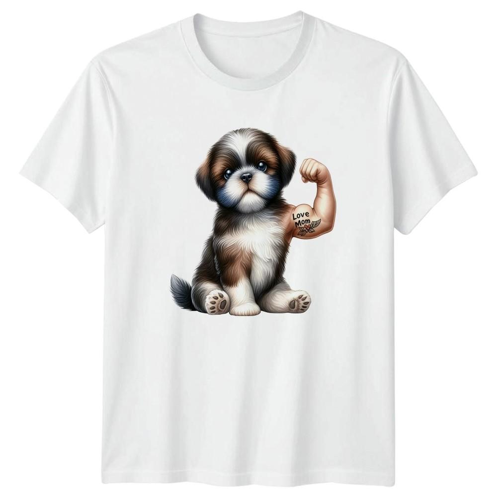 Love Mom Shih Tzu Puppy Animals Graphic Unisexs TShirt Unisexs Tee Dog Top