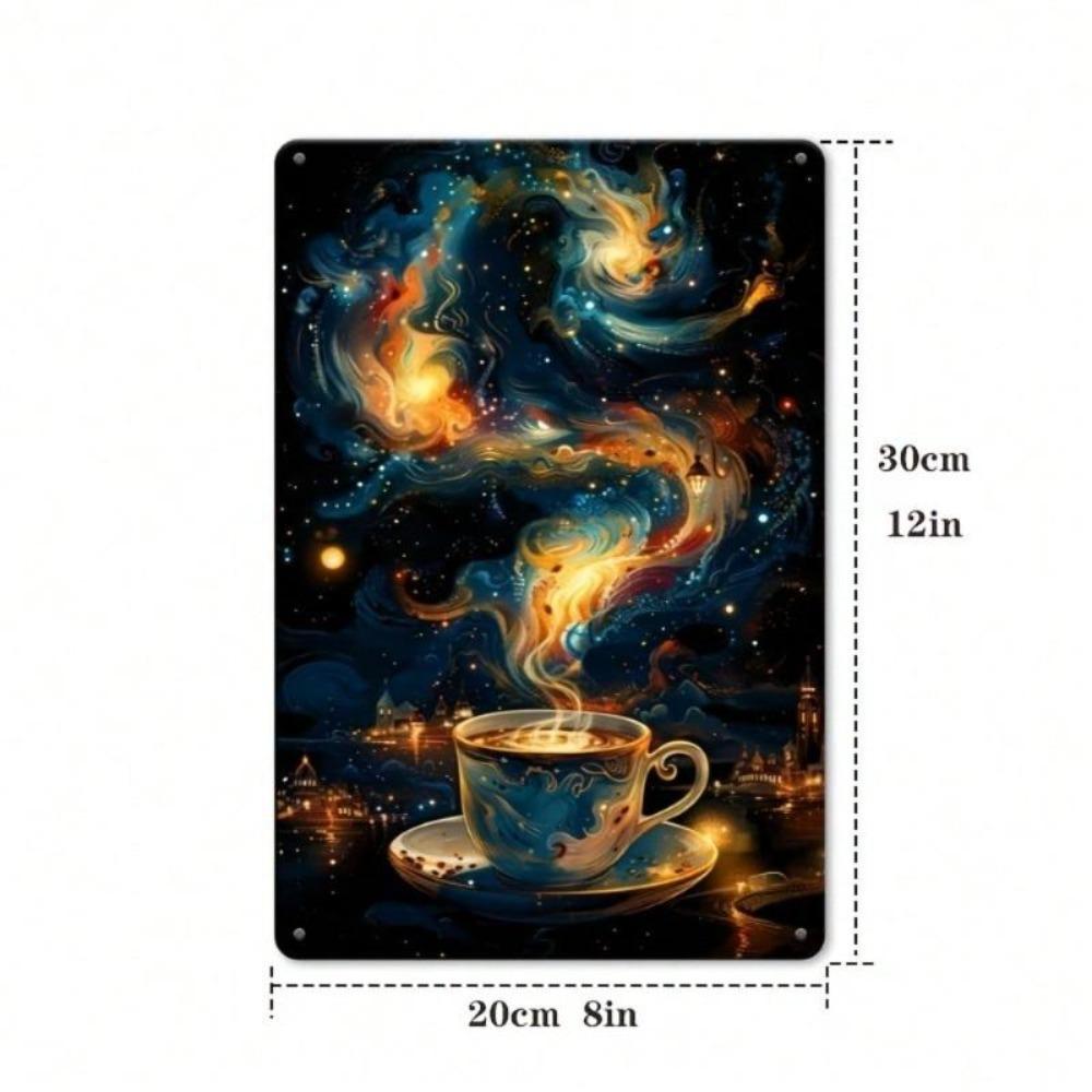 Винтажная жестяная металлическая табличка 8x12 дюймов Кофейное искусство Настенный декор для кафе Бара Дома