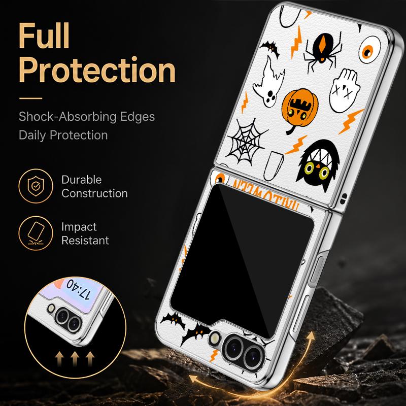 Чехол 'Призрачная Тыква' на Хэллоуин для Samsung Galaxy Z Flip 8 7 FE 6 5 4 Z Flip8 Flip7 Flip6 Flip5 Роскошное Покрытие Кожаная Накладка Защитная Крышка Телефона