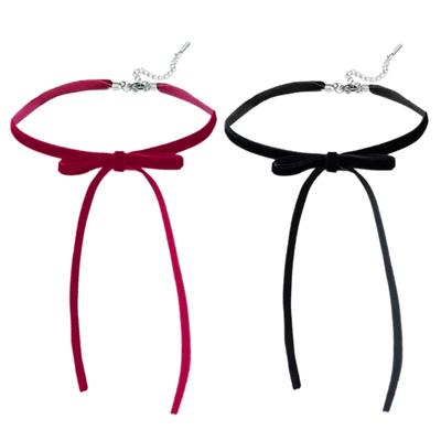 Винтажное колье-чокер с бантом, изысканное черное ожерелье с бантом, регулируемый ретро-модный аксессуар для шеи