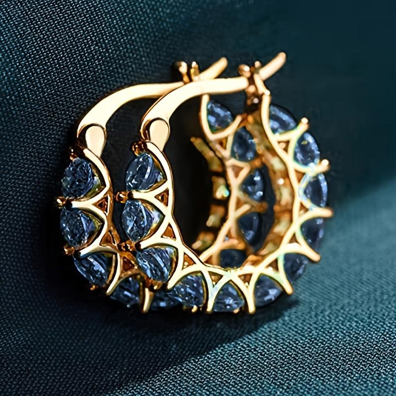 Exquisite Zircon Inlaid Circle Hoop Earrings for Women, Engagement Banquet Daily Wear Fashion Jewelry, Sparkly Gift for Her