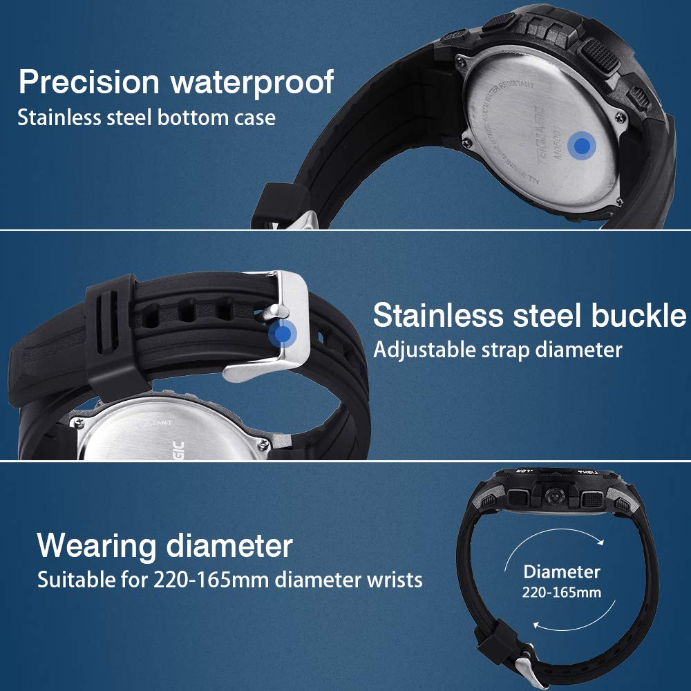 TEKMAGIC Digital Sports Dive Watch водонепроницаемые наручные часы 10 ATM с электролюминесцентной подсветкой и функцией почасового сигнала