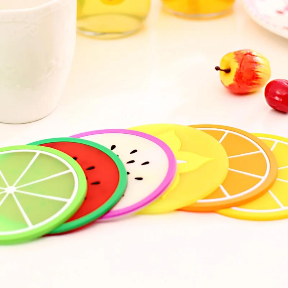 Silicone Cup Mat Non -slip Cup Insulation Pad Tableware Pad Fruit Shape Cup Coaster  Dining Table