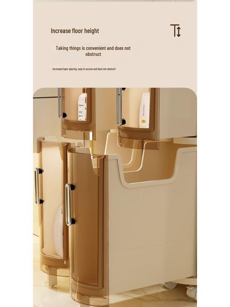 Узкий многоярусный шкаф-ящик для хранения в зазоре в ванной и на кухне