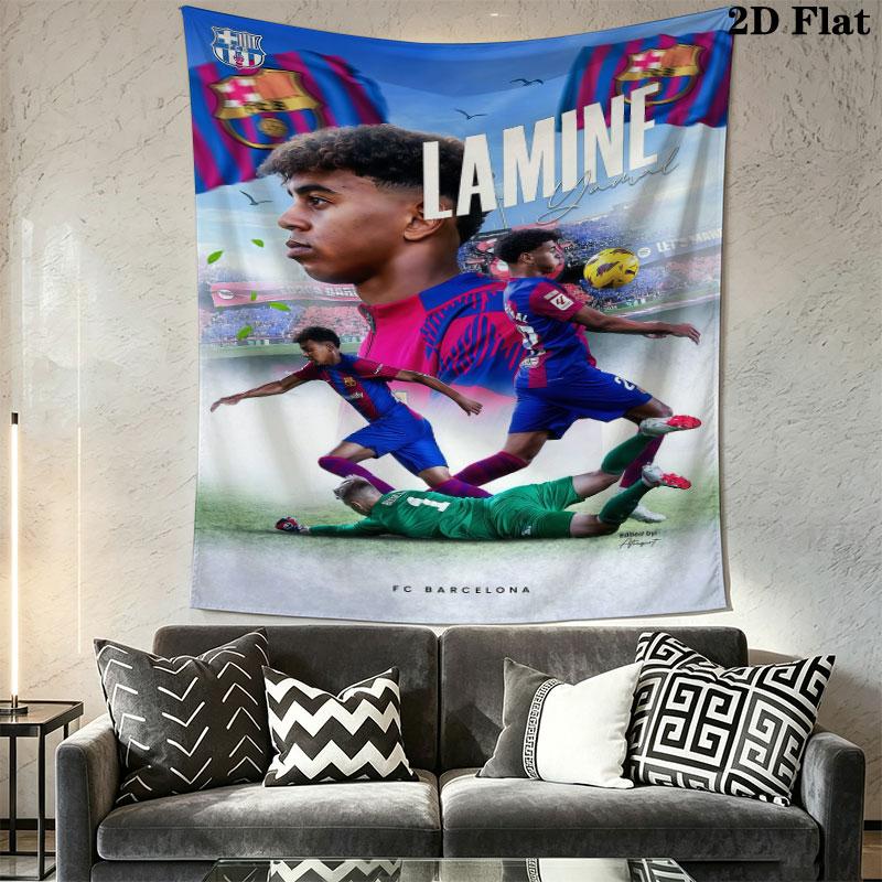 Lamine Yamal Icon Wall Hanging Printed Fabric Blanket Decorative Tapestries for Bedroom Living Room Home Decor