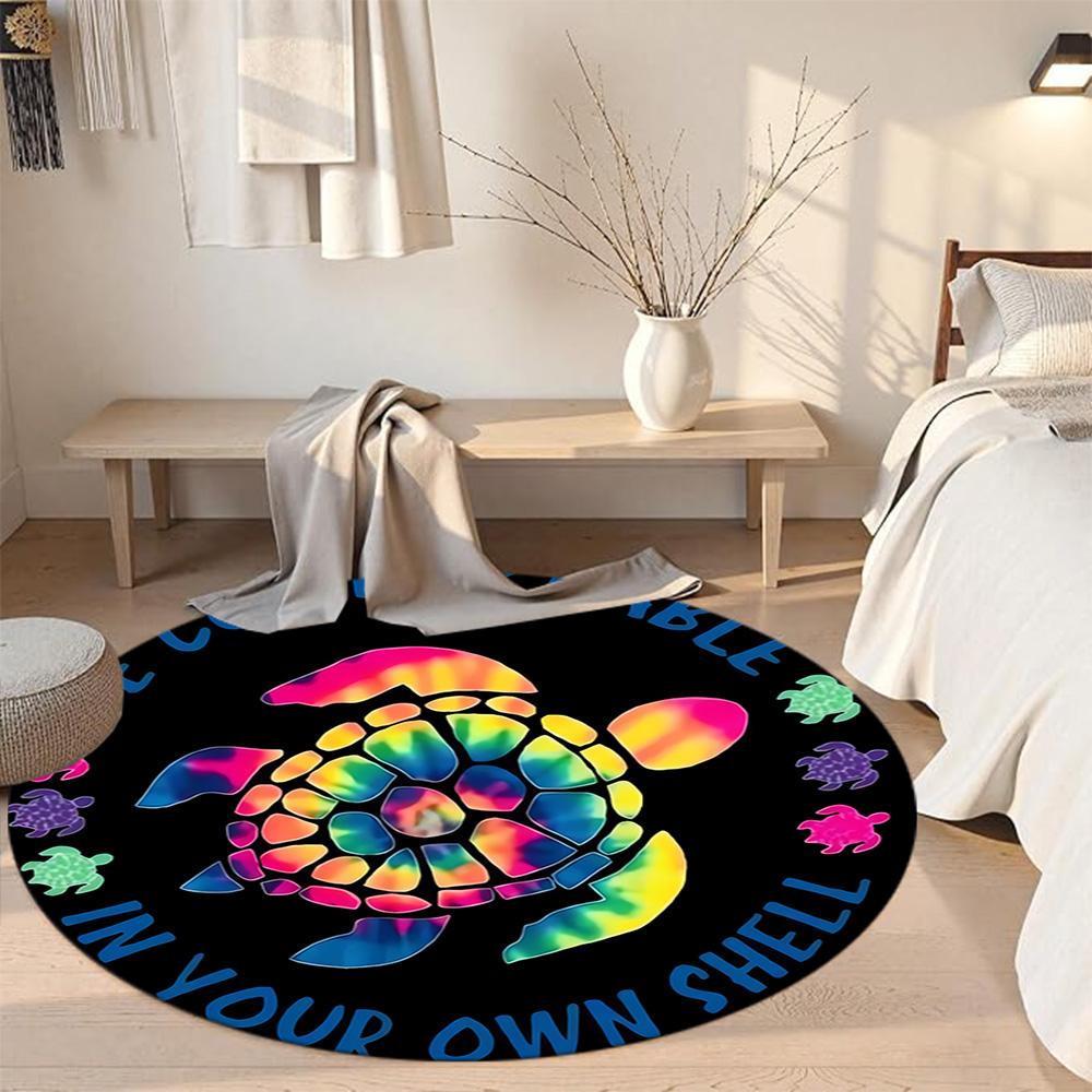 Sea Turtle Round Carpet Design for Game Room Dormitory Bedrooms Study room Antislip Round Carpet Decorate Offices Birthday Christmas Gift