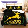 Желтый Олень Логотип John Deere Черный Фон Печать 3 Штуки Комплект Пододеяльника Постельное Белье с Трактором Фермерским Декор Спальни Дома Без Наполнителя Подушки Одеяла