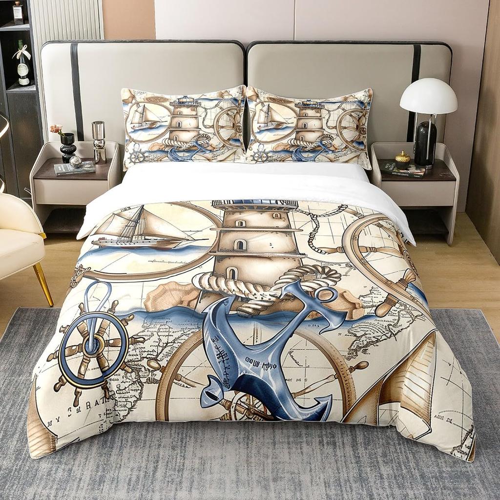 Пододеяльник с рулем для взрослых, размер Queen, легкий, для спальни, 2 наволочки, 1 пододеяльник, без одеяла