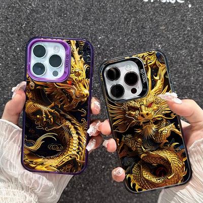 Крутой золотой чехол Loong для iPhone 16 Samsung A55 A35 M35 S24 Xiaomi Redmi Note 13 Pro 14C Huawei Honor 200 противоударный чехол-бампер для телефона с защитой от царапин