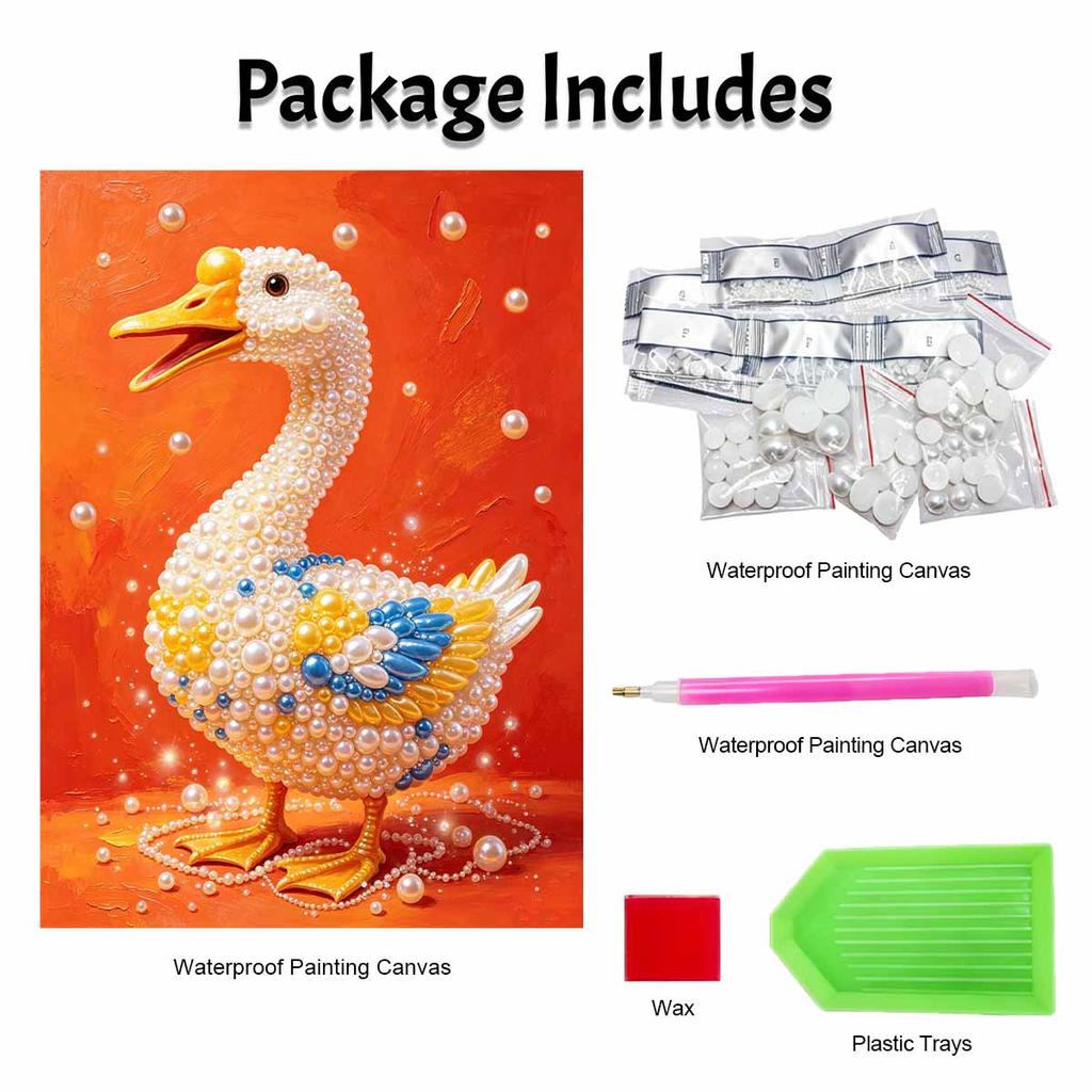 Pearl painting kit DIY cute white duck orange background wall art home decoration painting