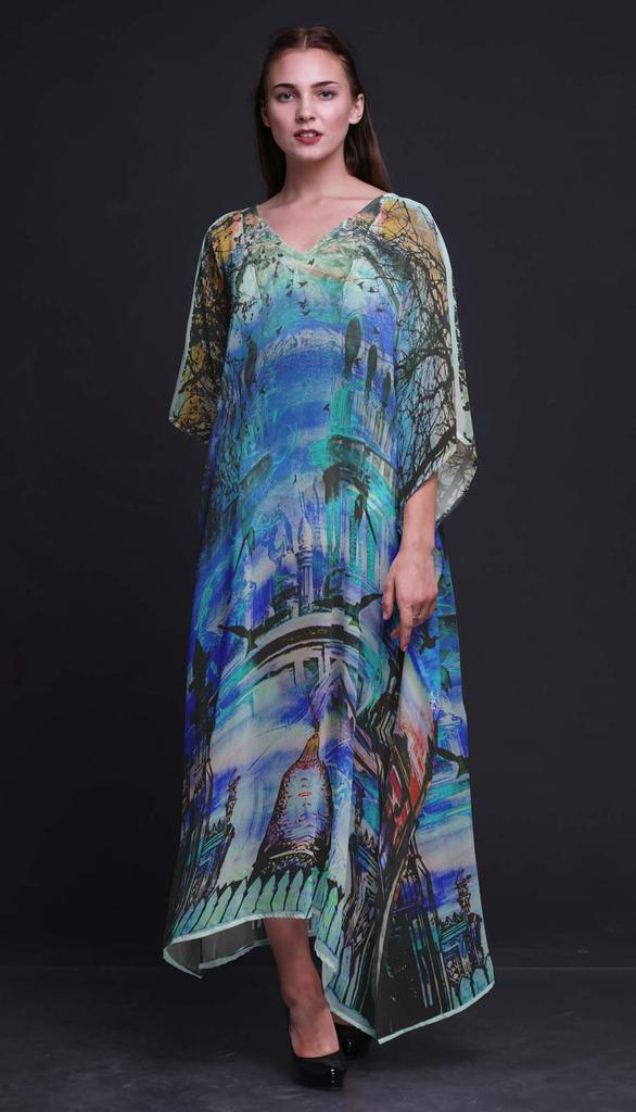 Phagun Mughal Monuments Beach Kaftan Bikini Cover up Womena s Maxi Dress Long