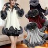 Women Long Warm Luxury Fur Parkas Fashion  Furry Outerwear New Autumn Winter Hooded Loose Faux Fur Jacket Thick  Maxi Coat