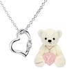 Natural Diamond Heart Necklace Teddy Bear Plush Toy Set April Diamond Pearl White Bear [Sears] Women's 1491-tdt-01-w4