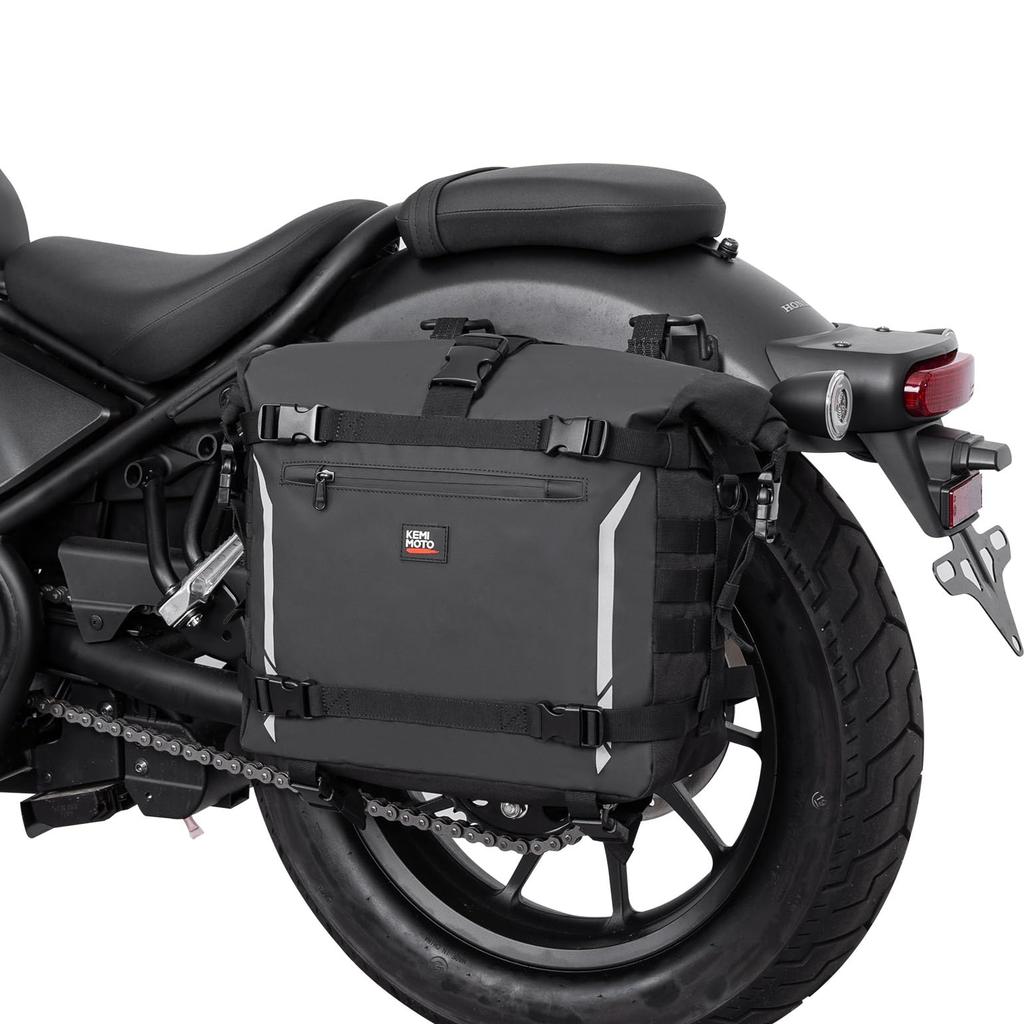 KEMIMOTO Waterproof PVC Side Bags with Expandable Waterproof In All Inner Waterproof Seat Universal Fit for Most Including Rebel Rebel and SR400