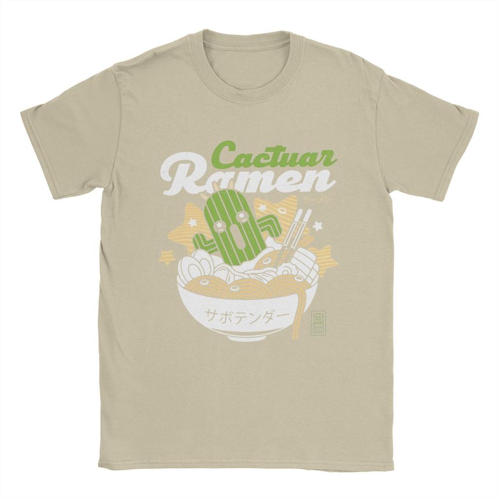 Мужская футболка Final Fantasy Cactuar Ramen Повседневная футболка из чистого хлопка с коротким рукавом Футболка с круглым вырезом Одежда больших размеров