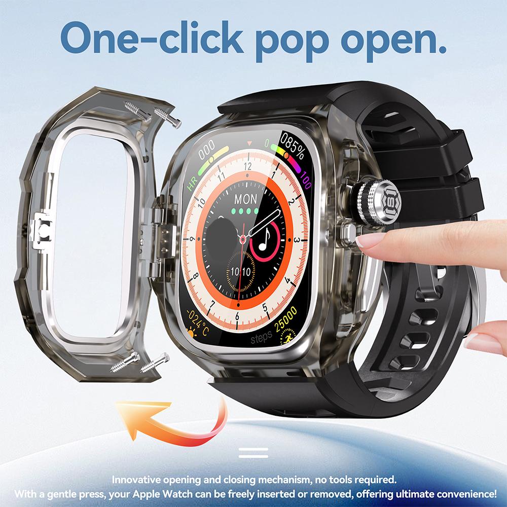 Комплект для модификации из резины для Apple Watch Ultra 3 49 мм Роскосный прозрачный корпус Ремешок для Iwatch Ultra2 1 49 мм Фторкаучуковый комплект для модификации