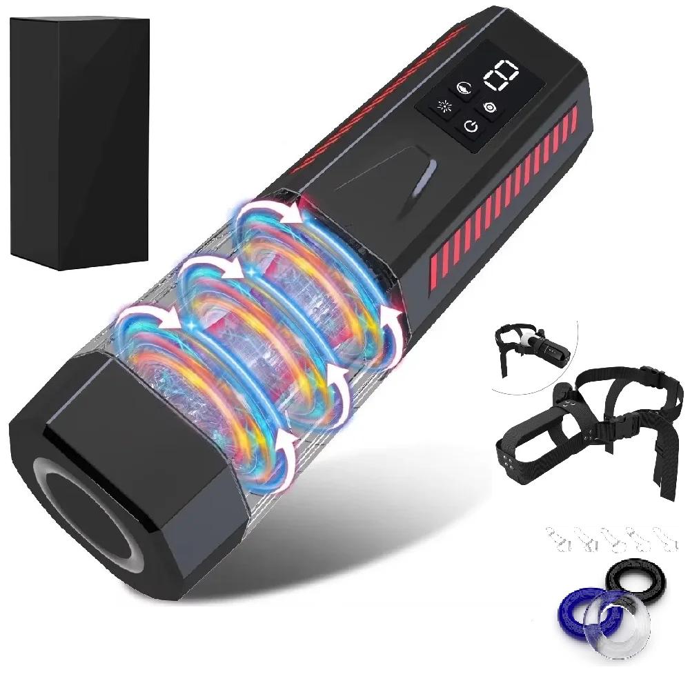 Автоматический Телескопический Вращающийся Мужской Мастурбатор Вибрация Подогрев Минет Секс-машина Секс-игрушка для Мужчин Чашка для Мастурбации Карманная Киска