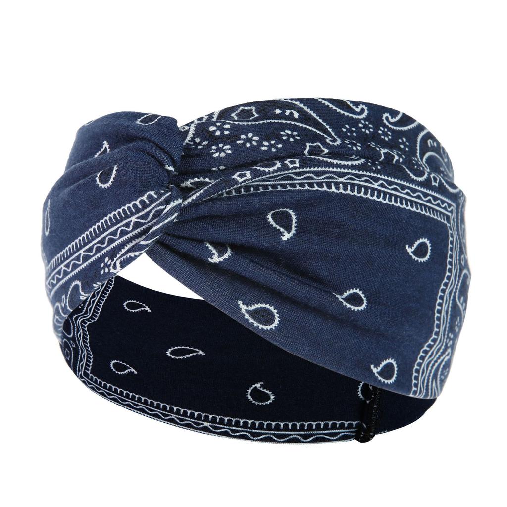 DX~~~ New Wide Brimmed Crossover Headband Lady's Bohemian Print Knitted Headband Sweat-wicking Bandana Sports Yoga Headband