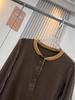Осенняя облегающая футболка-henley с длинным рукавом, color-block, имитация двух предметов, для женщин