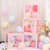 4 шт. коробка для воздушных шаров, сборка своими руками, прозрачная бумажная коробка, коробка для воздушных шаров с буквами, многоразовая штабелируемая кубическая декоративная коробка для вечеринки, свадьбы, дня рождения