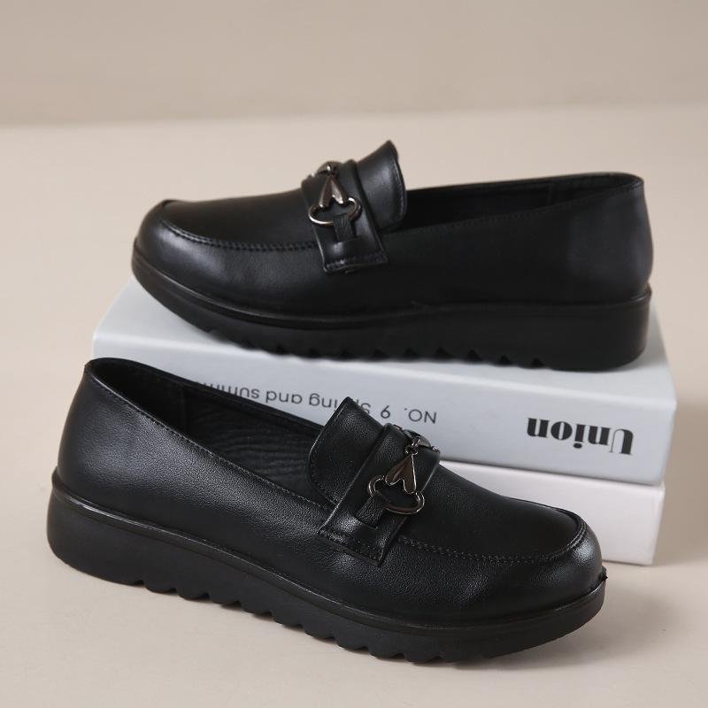 Длинные туфли водонепроницаемые рабочие туфли кухонные женские повседневные кожаные туфли из натуральной кожи мягкая подошва нескользящая женская обувь для мам